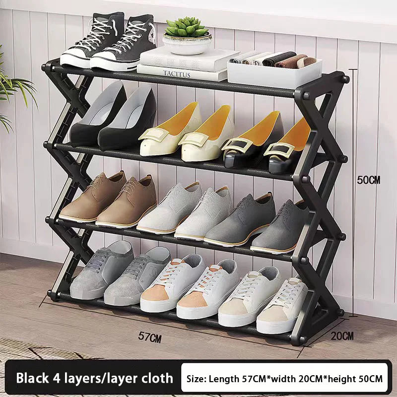 Household Simple MultiLayer Space-Saving X-Shaped Shoe Rack Dust-proof Storage shelf Multi-purpose For Student Dormitory Doorway