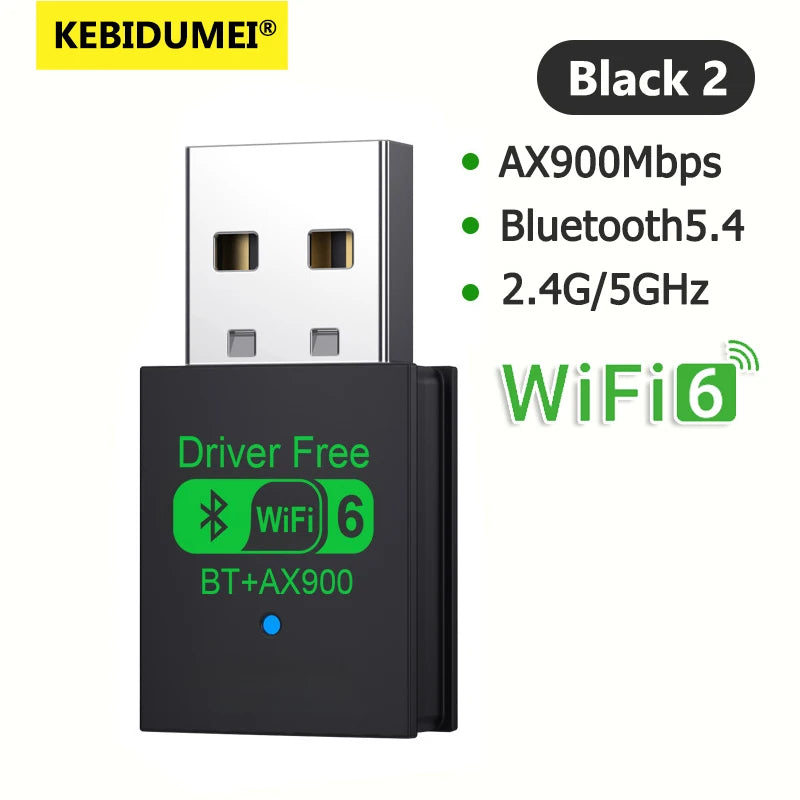 WiFi 6 AX900 Bluetooth 5.4 WiFi USB Adapter Wireless Network Card 2.4G&5GHz Wlan Receiver Signal Receiver For PC/Laptop Win10/11