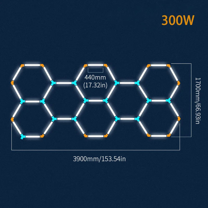 Honeycomb Led Lights Garage Light Ceiling Lighting AC85-265V Garage LED Tube Lights Hexagon For Auto Car Body Repair Workshop