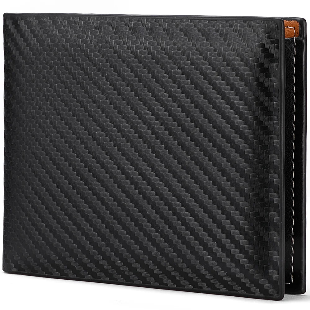 New Carbon Fiber Short Wallet Men's Card Bag Integrated Zipper Change Bag Holder