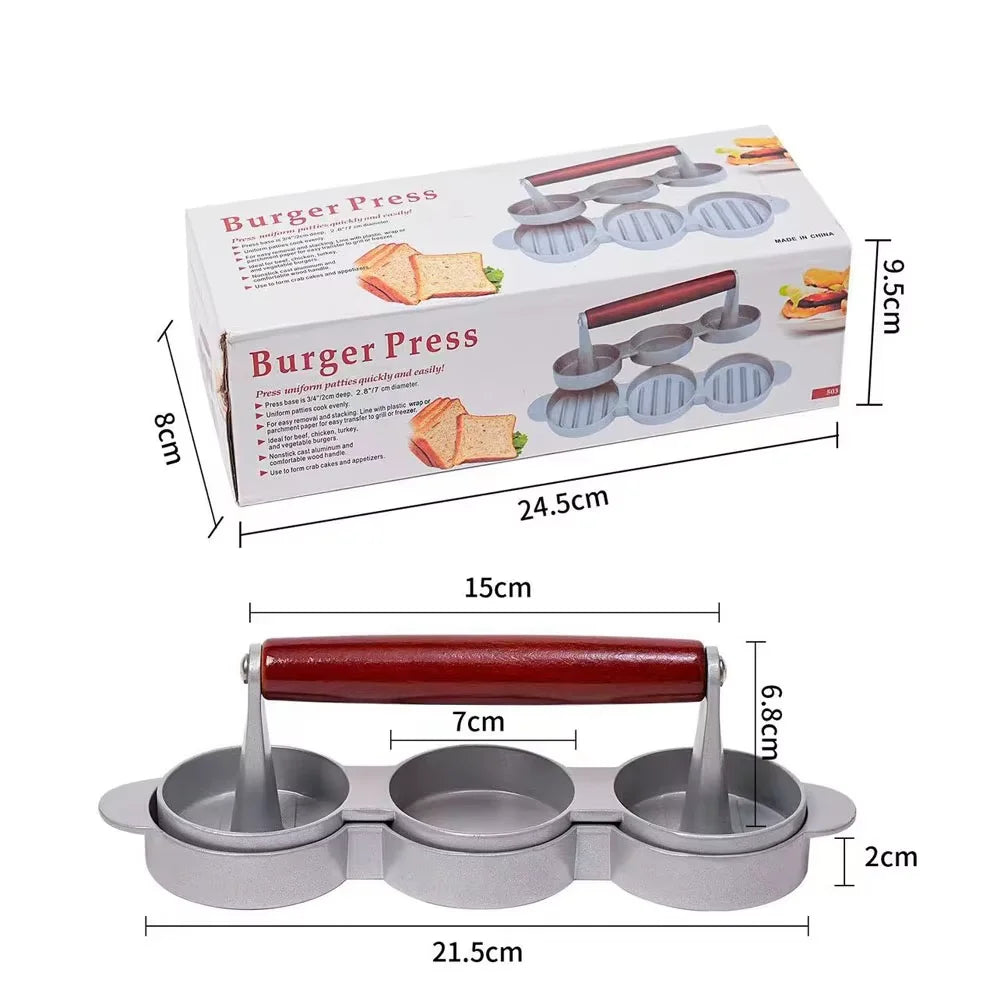 Burger Press Non-Stick Hamburger Patty Maker with Wax Paper Aluminum Burger Maker for Kitchen BBQ Grill