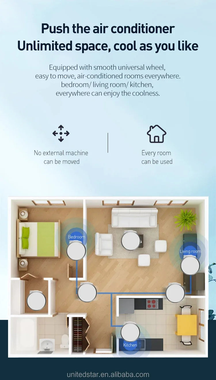 16000btu 18000btu Electric Standing Portable Mobile Home Air Conditioner Conditioning with Cooling Function