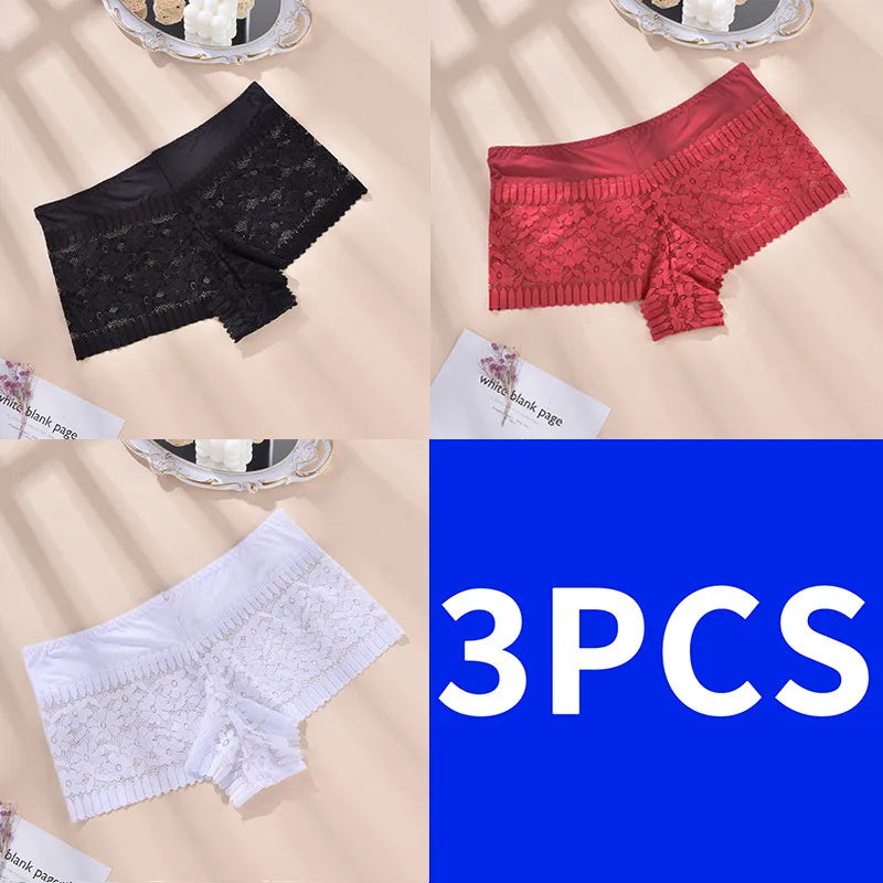 3PCS Women Lingerie Panties Sexy Lace Cheeky Plus Size High-waist Panties Female Briefs Ladies Seamless Breathable Underwear