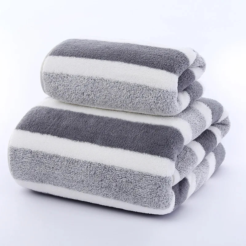 Striped Pattern Towel Set Soft Face Towel Bath Towel Quick Drying Absorbent Towels For Bathroom