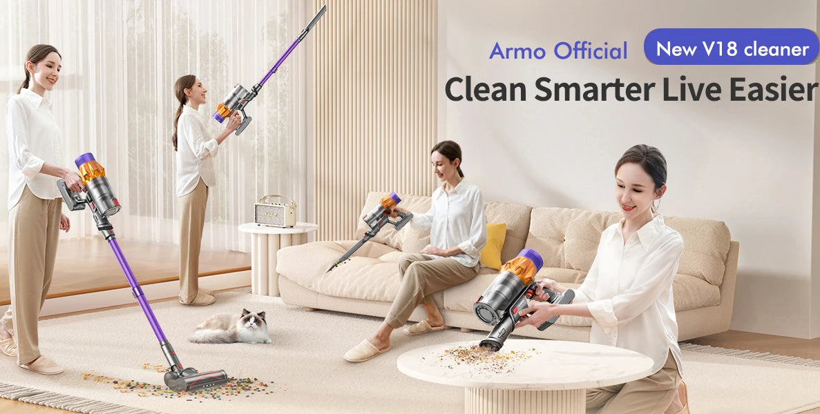 Armo V18 550W 50kPa Suction Power Handheld Wireless Vacuum Cleaner 6 in 1  LED Display Cordless Vacuum Handheld Sweeper Machine
