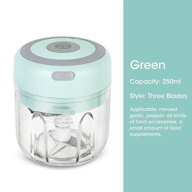 Electric Garlic Chopper, Mini Portable Veggie Chopper, Garlic Grinder Masher Onion Chopper, for Ginger, Chili, Fruit, Meat, etc