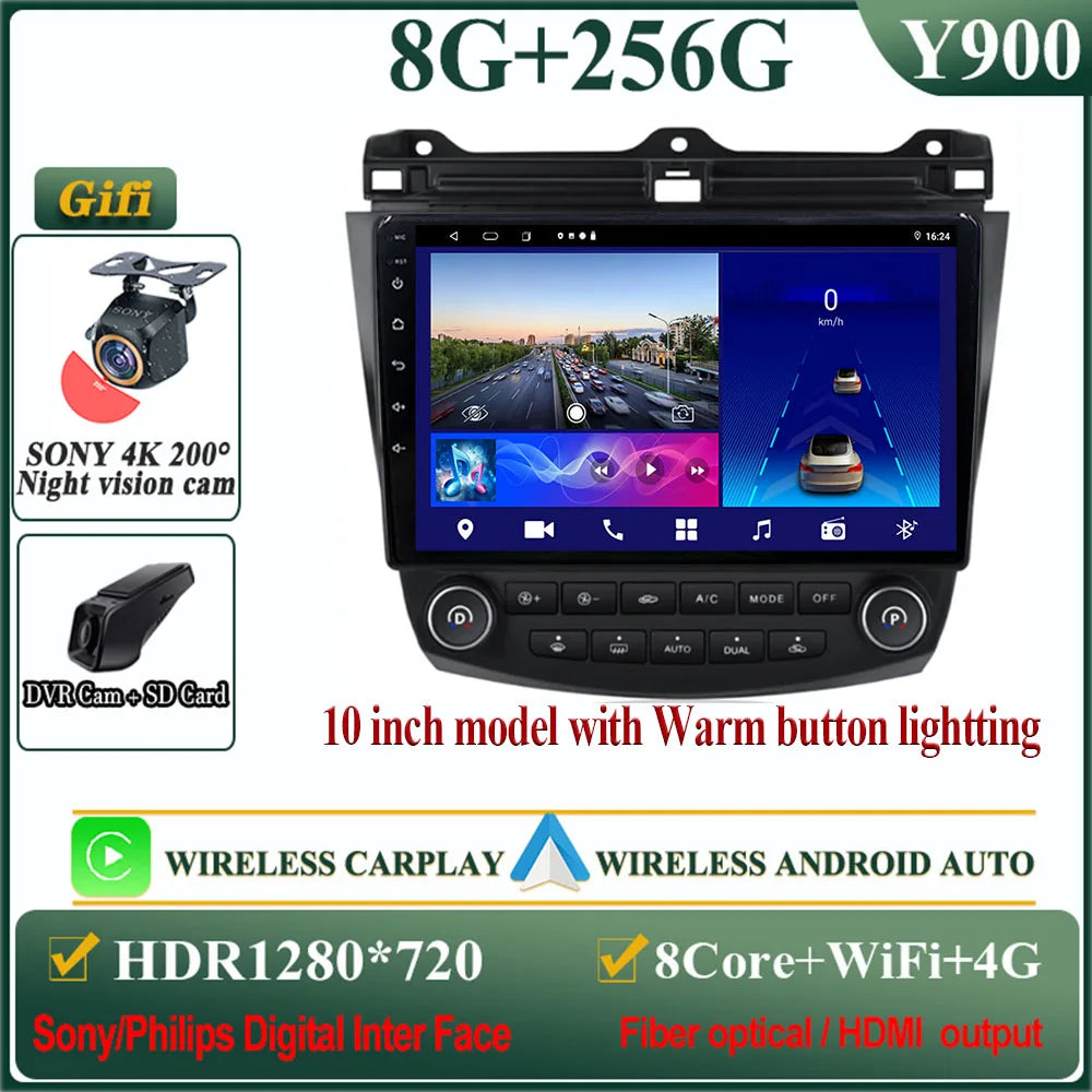 Android 14 Head Unit For Honda Accord 7 2003-2007 Multimedia Player GPS Navigation Stereo Head Unit No 2din DVD QLED Screen 5G