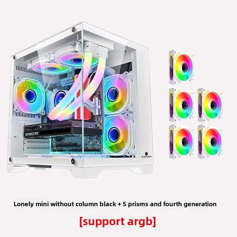 Suitable for Lonely Brave Full-side Transparent White Sea View Room MATX ITX Computer Case 240/360 Water Cooling