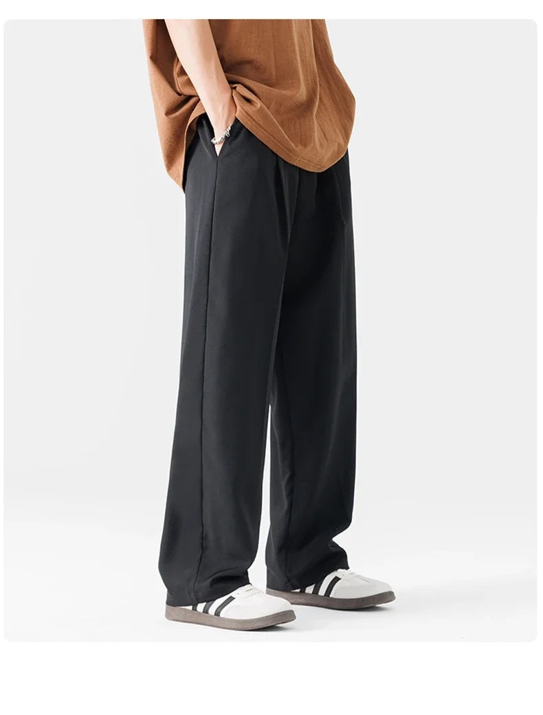 New Men Suit Pants Business Trousers Solid Casual Pant Wide Leg  Straight Fashionable Streetwear Comfortable Fabric Oversize