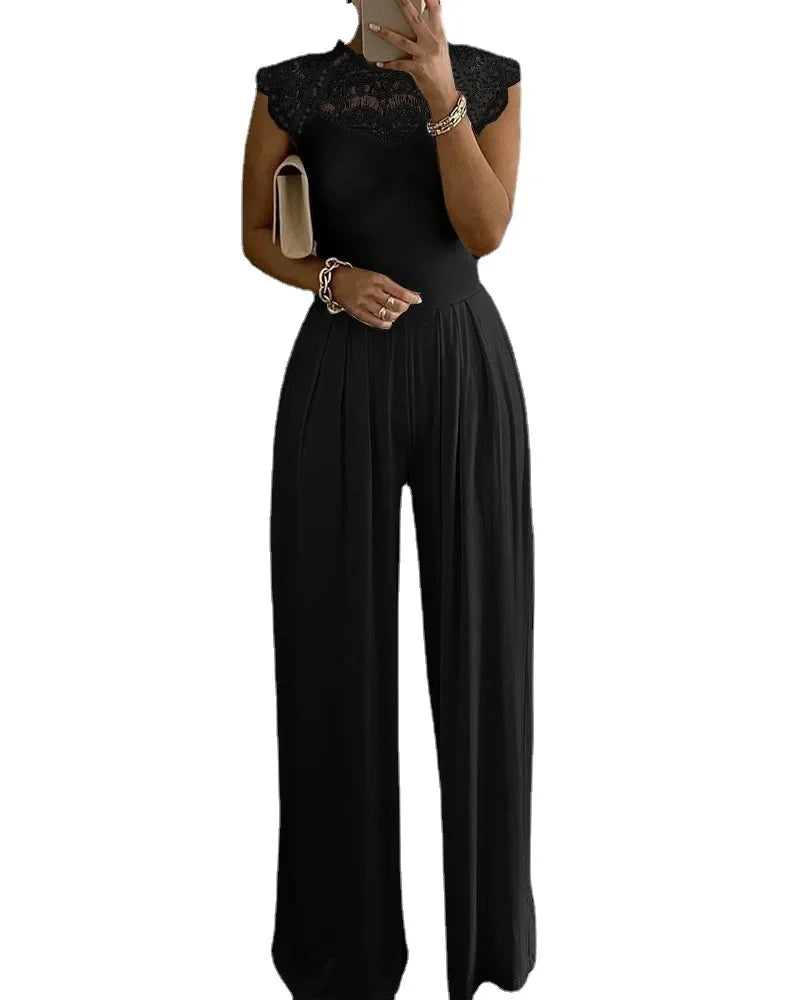 Sexy Lace Sleeveless Women's Overall Jumpsuit Romper Party Prom High Waist Streetwear Rompers Regular Fit Jumpsuits for Woman