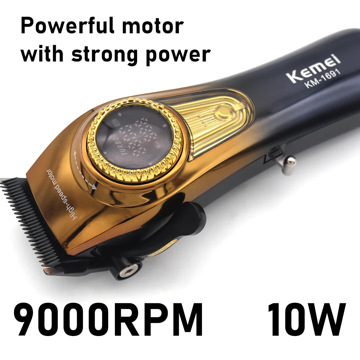 9000RPM 10W Kemei KM-1691 Professional Hair Clipper for Men LED Display Rotation Adjustment Hair Cutting Machine Hair Trimmer