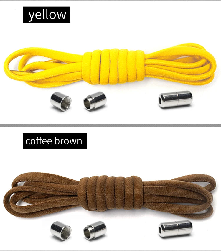 New Version Elastic No Tie Shoelaces Metal Lock Shoe Laces For Kids Adult Sneakers Quick Shoelaces Semicircle Shoestrings