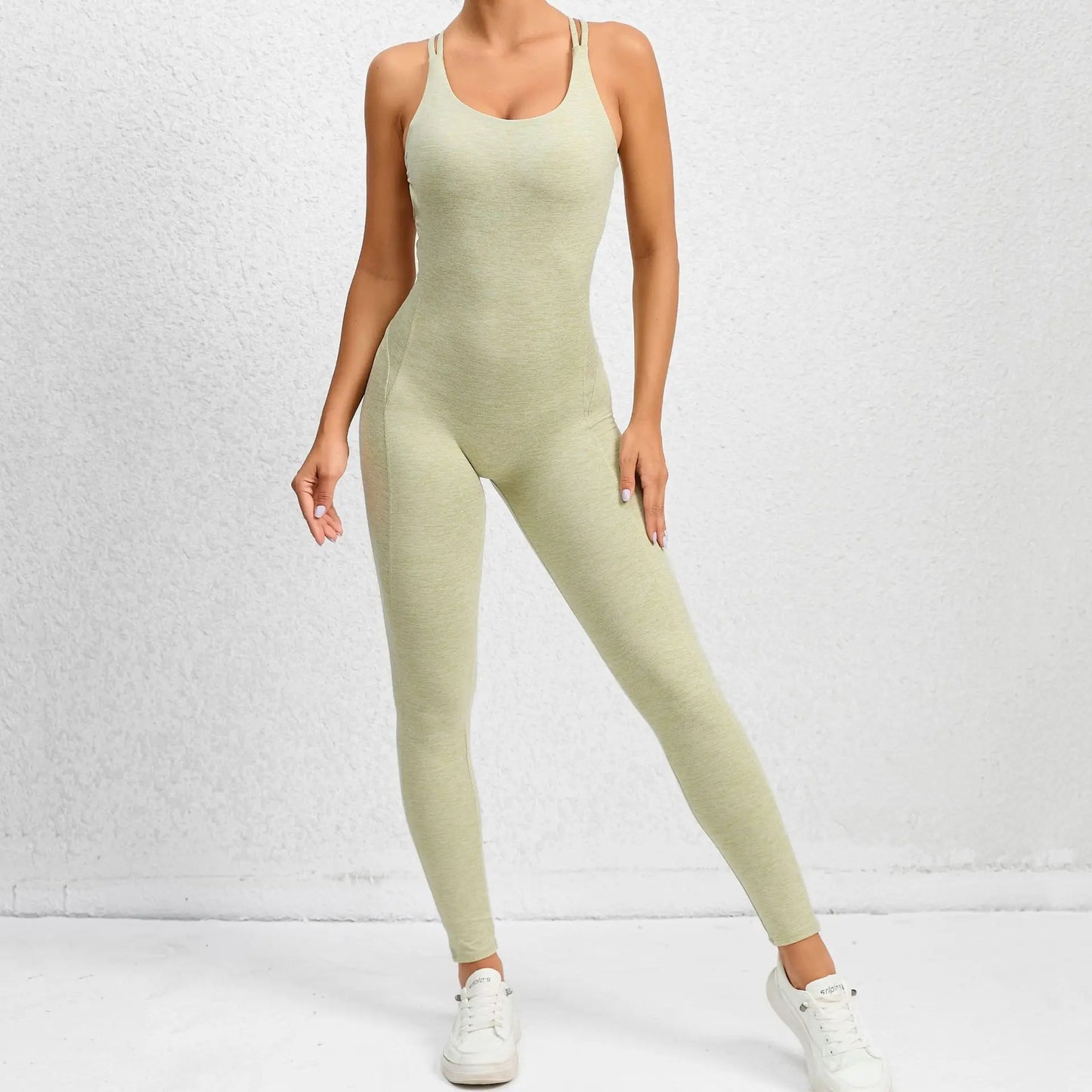 Sexy Backless Bodycon Scrunch Jumpsuit Raises Butt Women Dance Fitness Overalls for Women Sleeveless Yoga Sport Jump Suit Black