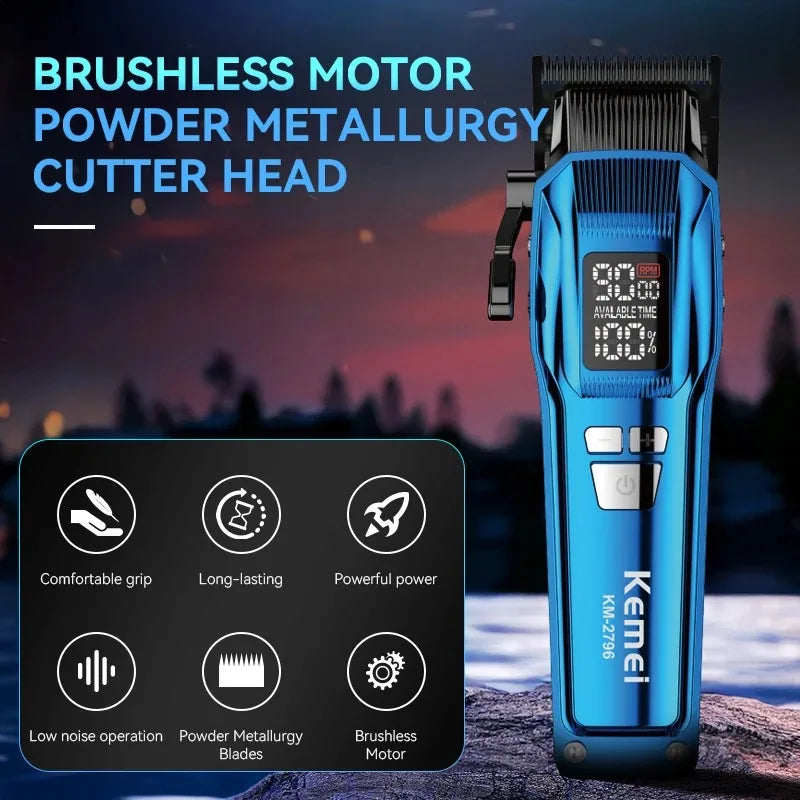 Kemei 2796 Barber Hair Clipper Professional Brushless Motor Fade Haircut Machine Electric Trimmer Hair Cutter for Men 9000RPM
