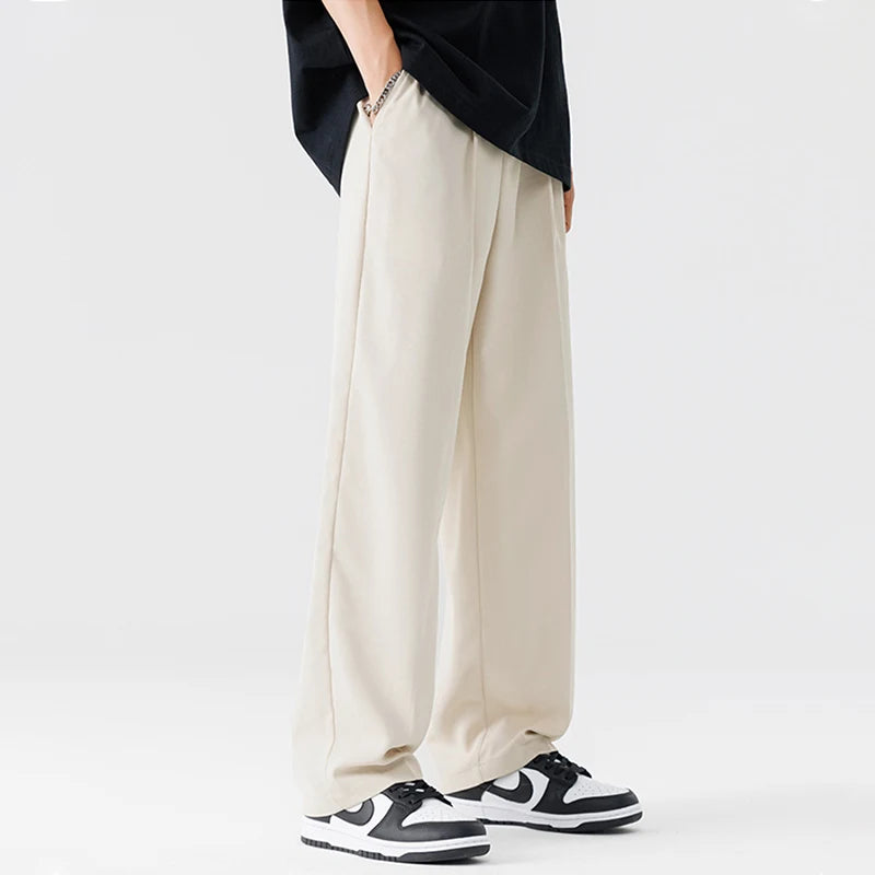 New Men Suit Pants Business Trousers Solid Casual Pant Wide Leg  Straight Fashionable Streetwear Comfortable Fabric Oversize