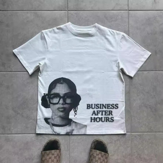 2025 Latest European and American Y2k Hip-hop Character Printed T-shirt Men's and Women's Retro Street Casual Short-sleeved Top