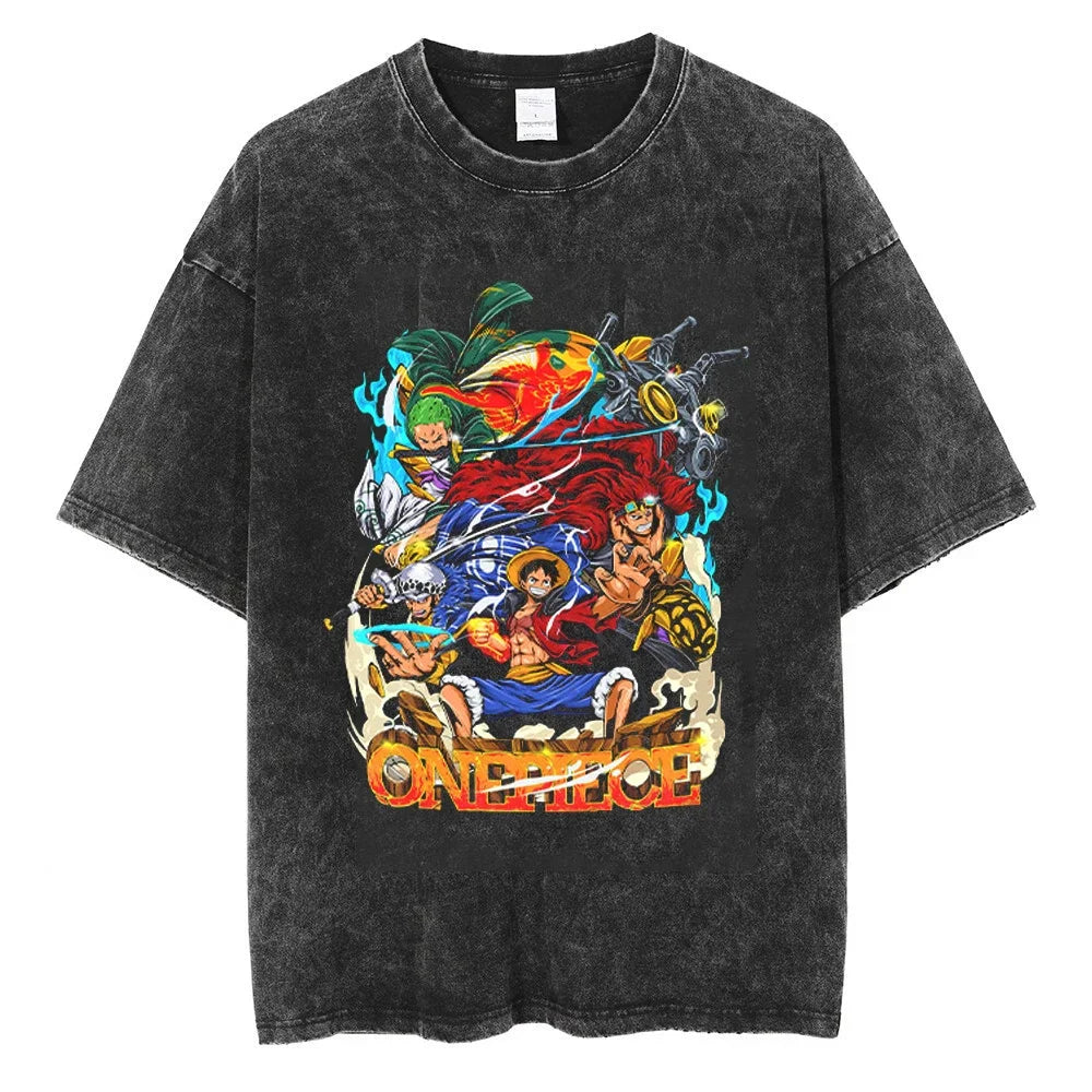 Men Streetwear Tshirt Hip Hop Oversized One Piece Graphic Print Retro T-Shirt Harajuku Summer Short Sleeve T Shirt Cotton Tops