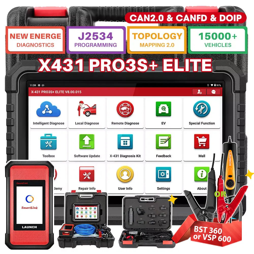 2025 LAUNCH X431 PRO3S+ Elite Bidirectional Scan Tool with J2534,HD Trucks Scan, OEM Topology Map, 50+Service,Online Coding