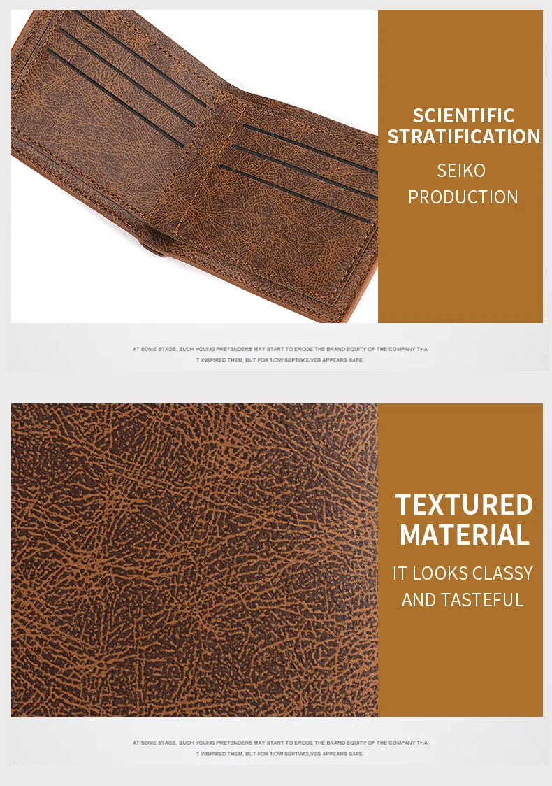 Men's Fashion Retro Business Short Wallet Multi Card Slot Horizontal Soft Pu Leather Men's Wallet