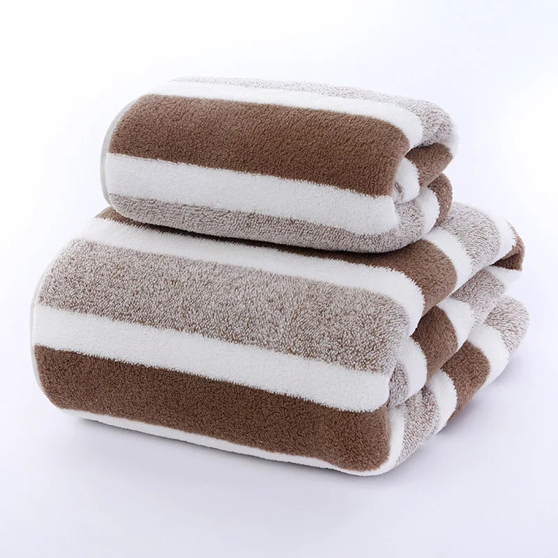 Striped Pattern Towel Set Soft Face Towel Bath Towel Quick Drying Absorbent Towels For Bathroom
