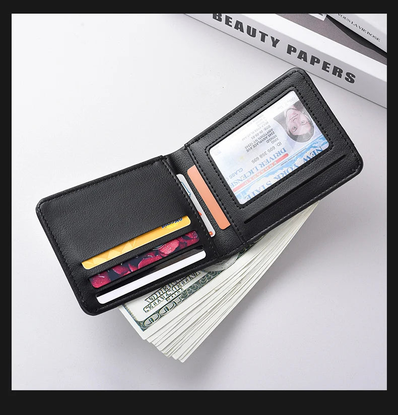 Men's Short Wallet Multi-Card Slot Card Holder PU Leather Luxury Wallet for Men