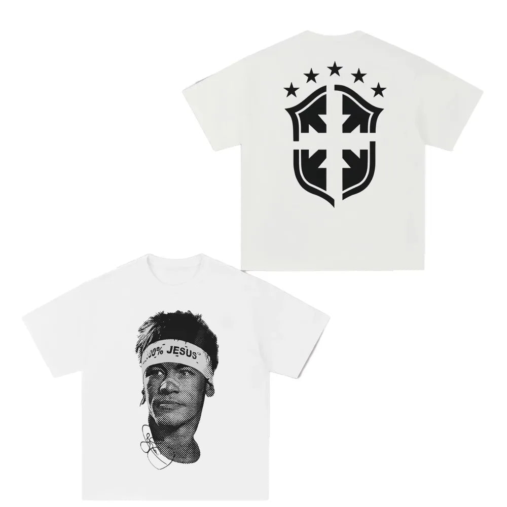 Neymar American Football Star Print 100%Cotton Short-sleeved T-shirt Men Women Clothing Athleisure Print Fashion Oversize Tee