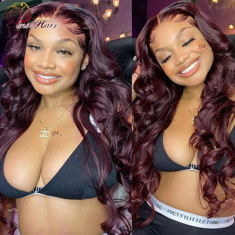 Burgundy Color Lace Front Human Hair Wigs Pre Plucked Body Wave 13X4 Lace Front Wig Human Hair for Women Remy Lace Front Wig 180