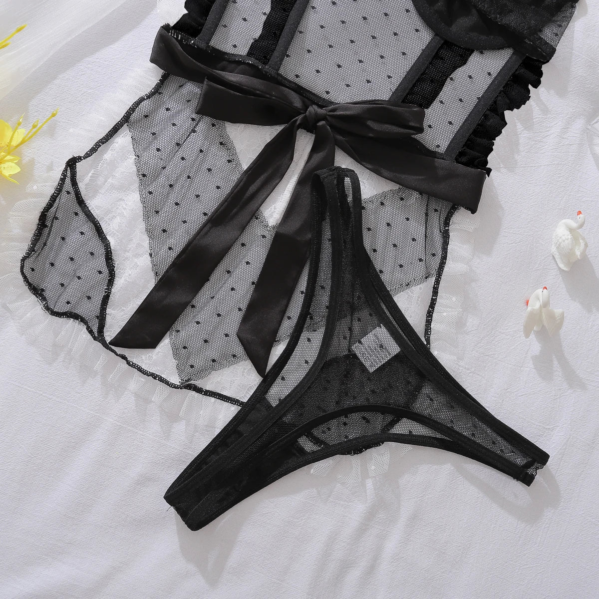 MUZISKAT Maid Lingerie Patchwork Lace Transparent Backless BodySuit Seductive Underwear Sexy Below Set Naked Woman Erotic Outfit
