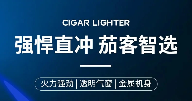 New Windproof Inflatable Lighter Metal Visible Window Jet Flame Turbine Outdoor Lighter Cigar Barbecue Camping Tool
