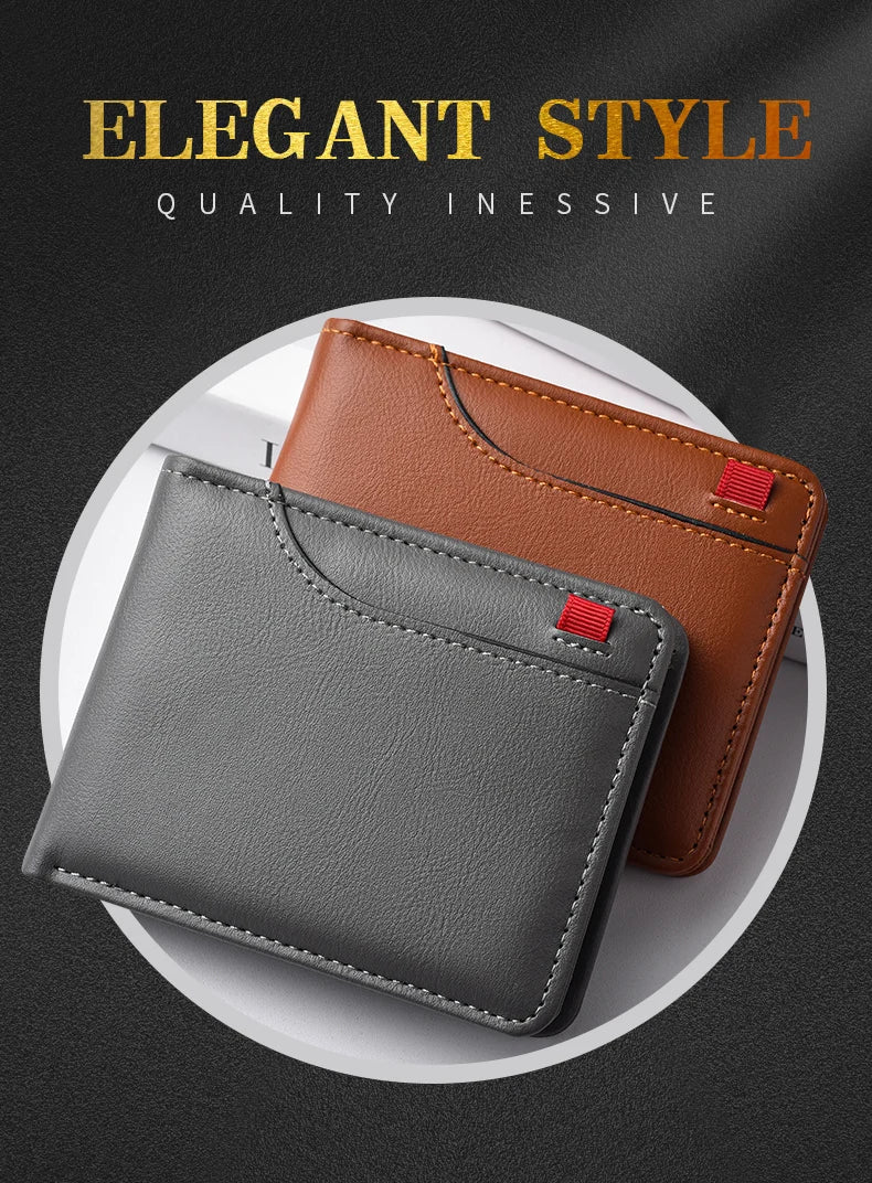 Men's Short Wallet Multi-Card Slot Card Holder PU Leather Luxury Wallet for Men