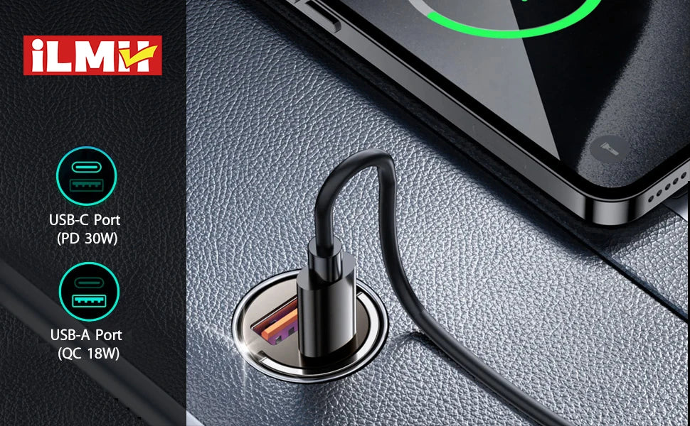 250W 5-in-1 PD QC3.0 Car Charger Fast Charging USB C for IPhone,Samsung Galaxy, IPad Pro, Multi-Port Cigarette Lighter Adapter