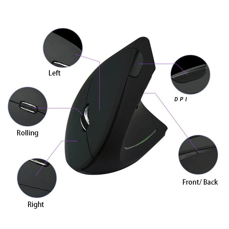 Left Right Hand Mouse Vertical Ergonomic Wireless with Bluetooth Double Mode Mouse Computer PC Mice Rechargeable Gaming Mouse