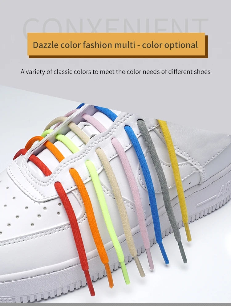 New Version Elastic No Tie Shoelaces Metal Lock Shoe Laces For Kids Adult Sneakers Quick Shoelaces Semicircle Shoestrings