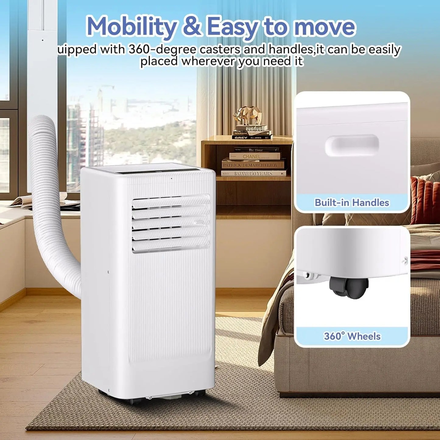 Portable Air Conditioner, 10000 BTU Standing Cooling Remote AC Unit Sets with Dehumidifier Fan Functions, Cools Up to 560 Sq. Ft