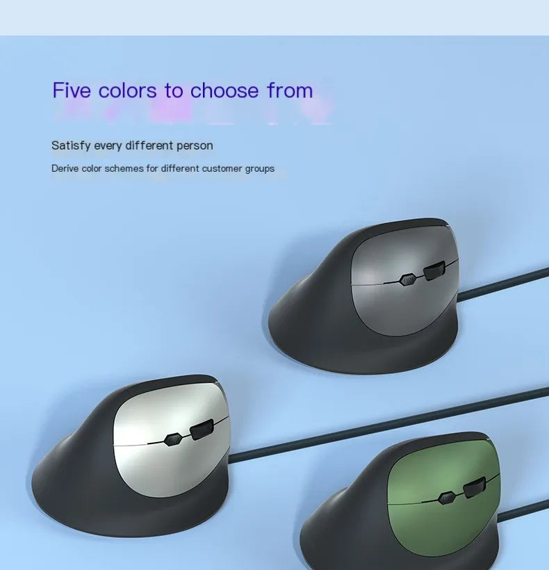 Wired Vertical Mouse Low Noise Button Ergonomics Design 3600 DPI Adjustable With Finger Support Mause Office Use Or Play Game