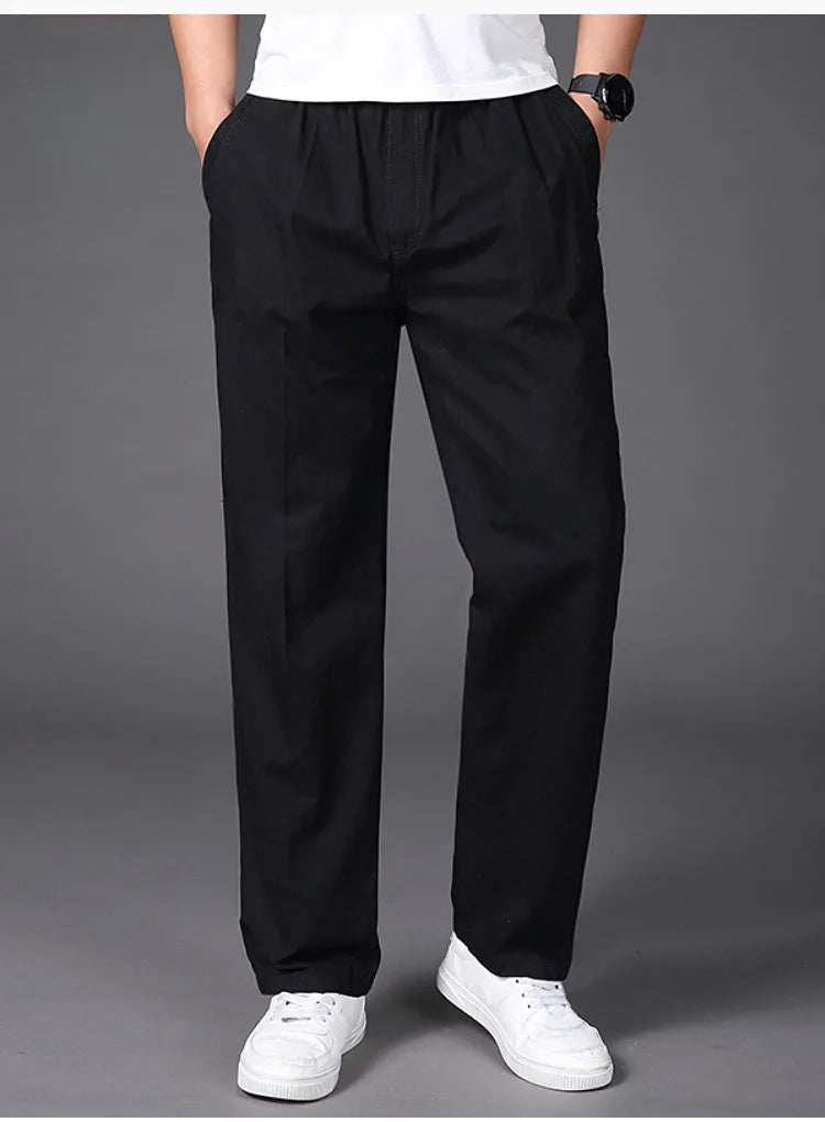 Summer thin cotton casual pants men loose straight leg 2024 new men's pants trend all matching men's long pants