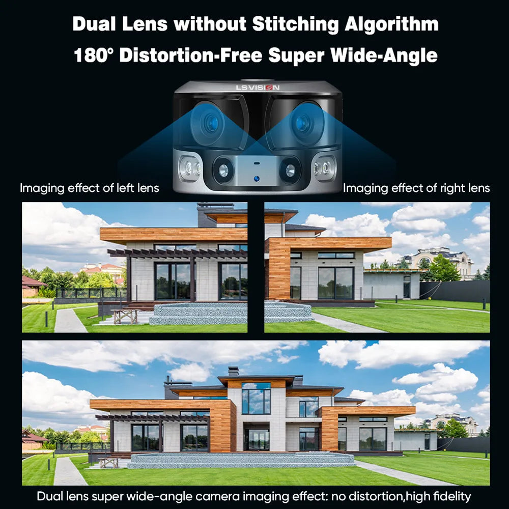 LS VISION 8MP 4G Solar Security Camera Outdoor WIFI 180° Ultra Wide View Angle 4X Zoom Dual Lens PIR Human Detection CCTV Camera
