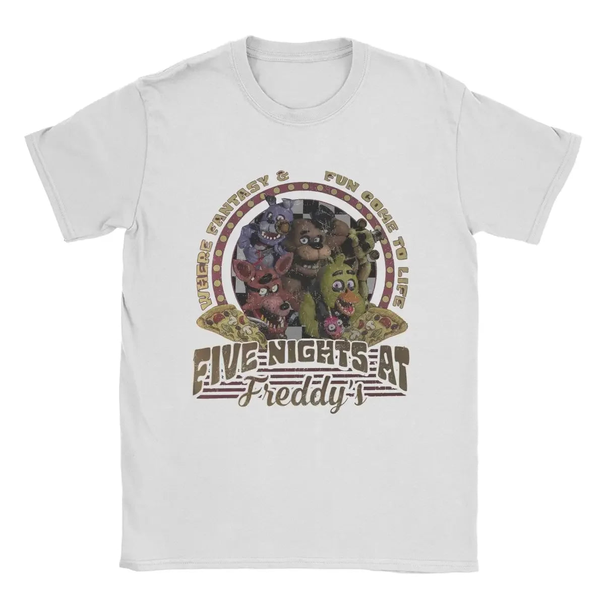 At Freddys Cotton Clothes Humor Short Sleeve O Neck Tee Shirt  Men's Five Nights T shirts  Plus Size T-men clothing
