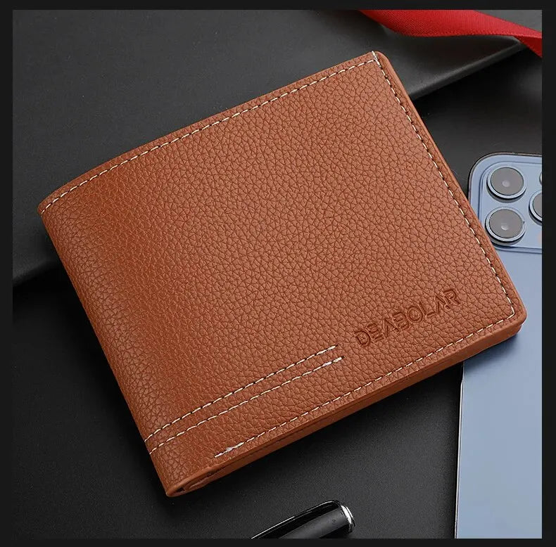 Men New Minimalist Wallet Ultra-thin PU Leather Multi-slot Newly Designed Wallet