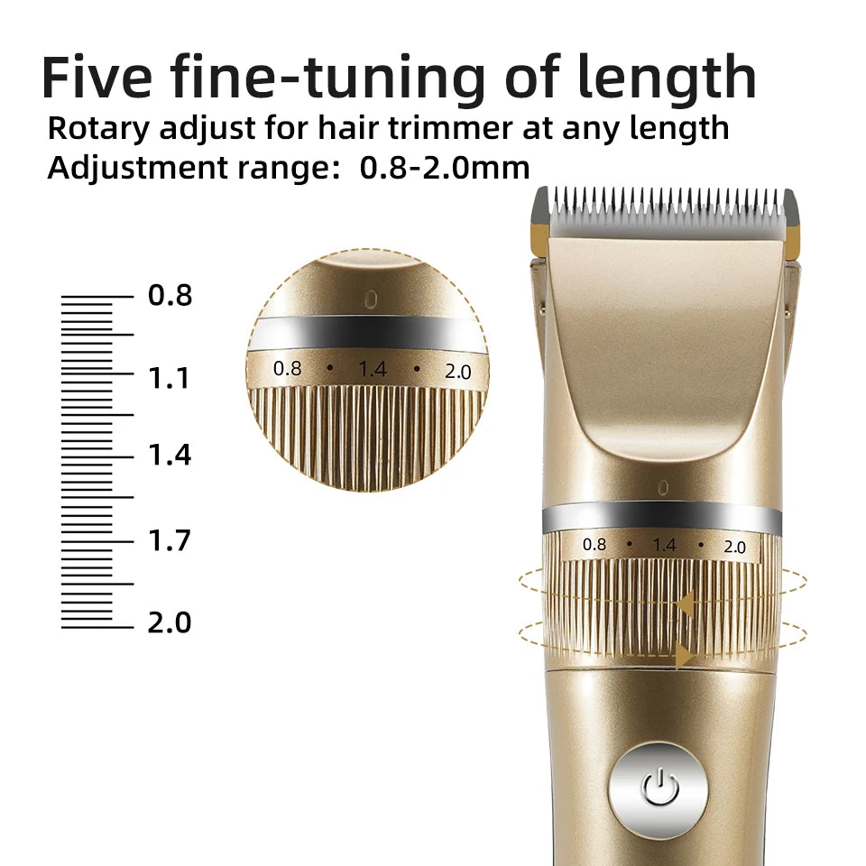 Professional Hair Clipper Electric Men's Trimmer Rechargeable Hair Cutting Machine LCD Display Head Trimmer 2 Gears
