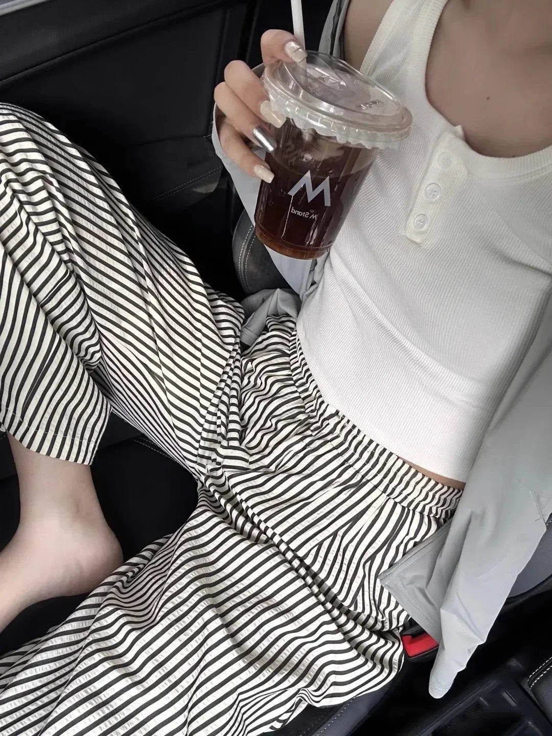 Pajama Pants Striped Spring Summer Long Premium Feeling Home Pants Student Straight Pants Elastic Waist Women Sleeping Pants