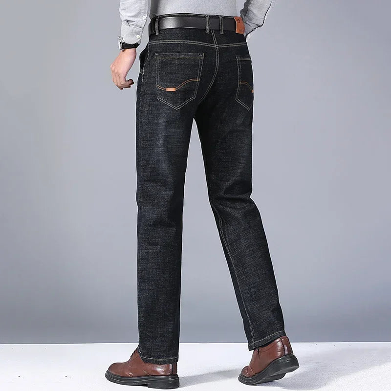 Fashion Men Jeans Stretch Straight Leg Casual Slim Fit Denim Pants Male Brand Luxury Design Business Classic Trousers Large Size