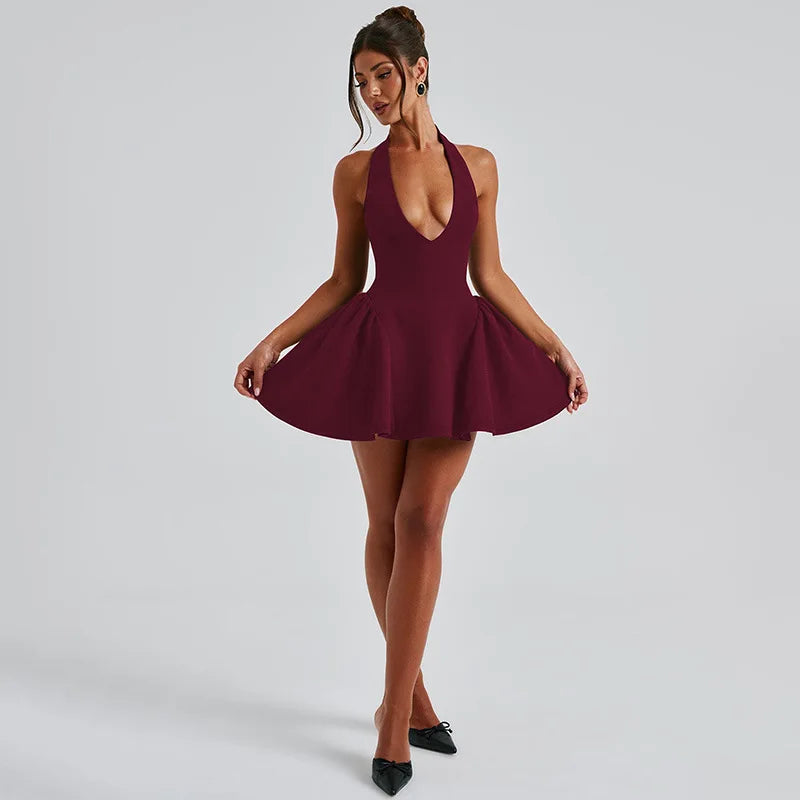 Ladies Summer Elegant Evening Party Maxi Dress Women Sleeveless V-Neck Backless Halter Fashion Birthday Long Dresses 2025 Club