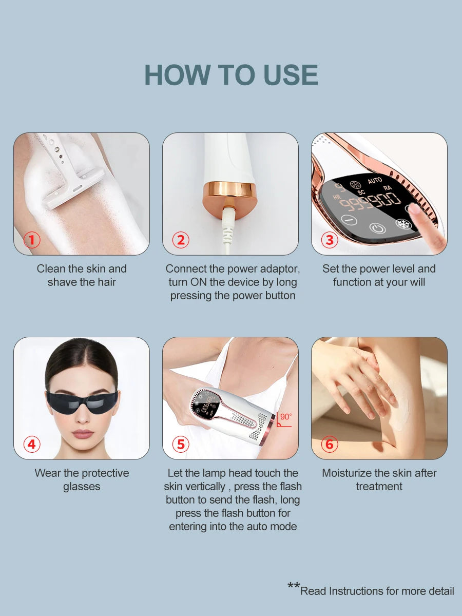 Upgraded Laser Hair Removal Cooling 3in1 At-Home Rejuvenation Acne Remove Painless Permanent Hair Remove for Women IPL Epilator