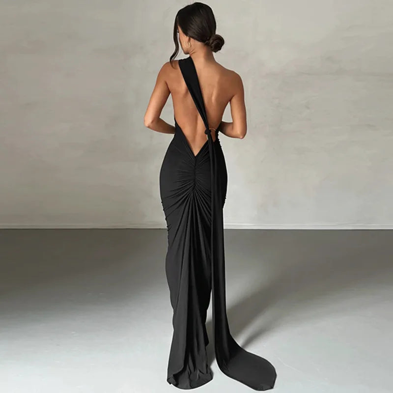 Ladies Summer Elegant Evening Party Dress For Women Sleeveless Backless Halter Sexy Long Dresses Woman Clothes Birthday Clubwear