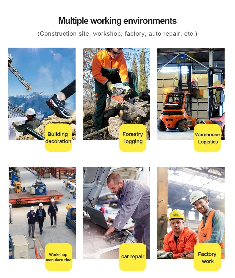 Rotary Buckle Work Boots Safety Steel Toe Shoes Men Breathable Safety Shoes Brand Indestructible Shoes Puncture-Proof work Shoes
