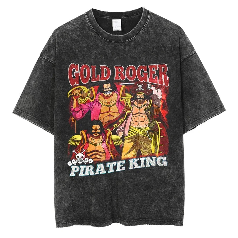 Men Streetwear Tshirt Hip Hop Oversized One Piece Graphic Print Retro T-Shirt Harajuku Summer Short Sleeve T Shirt Cotton Tops