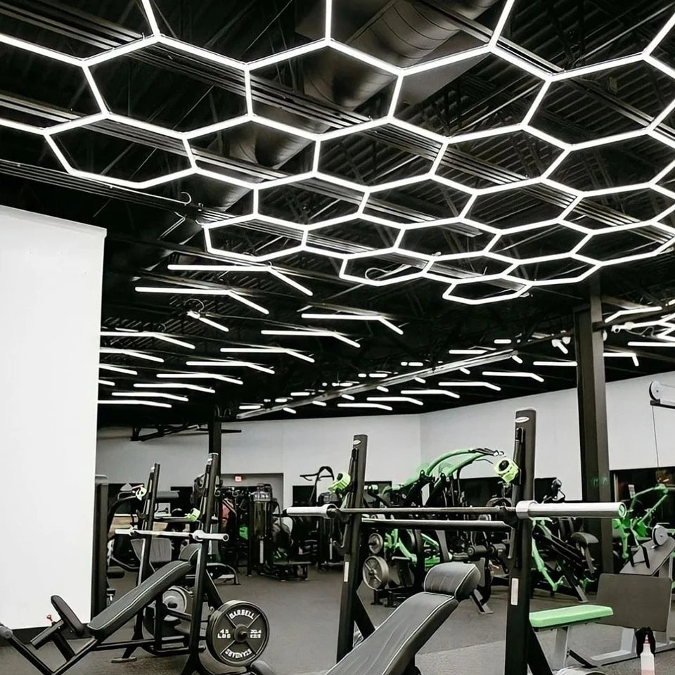 Customizable Shape DIY Hexagon Garage Honeycomb Car Body Lighting Lamp LED Tube PC AC85-265V Accessories Barbershop Workshop