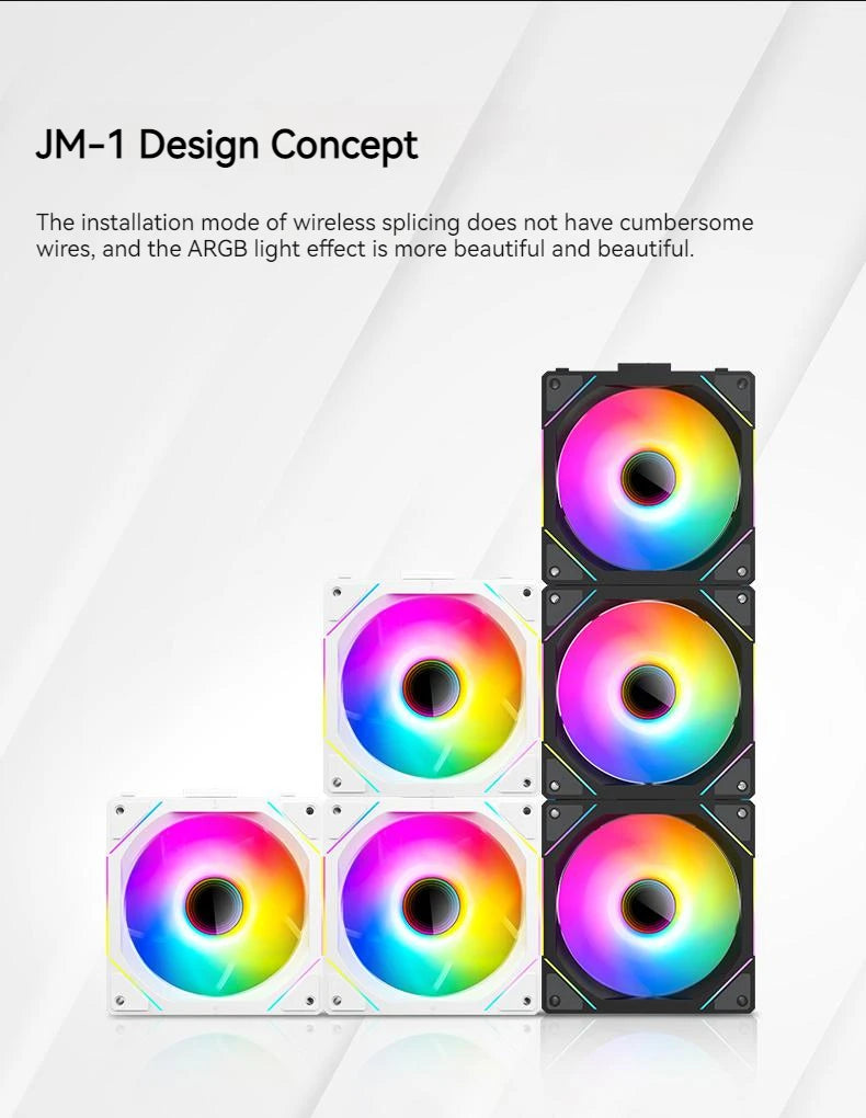 TEUCER 1PCS JM-1 PC Cooling Fan ARGB Mirror Cycle Light Effect 800-2000RPM PWM Water Cooling 360mm Cooler Fan