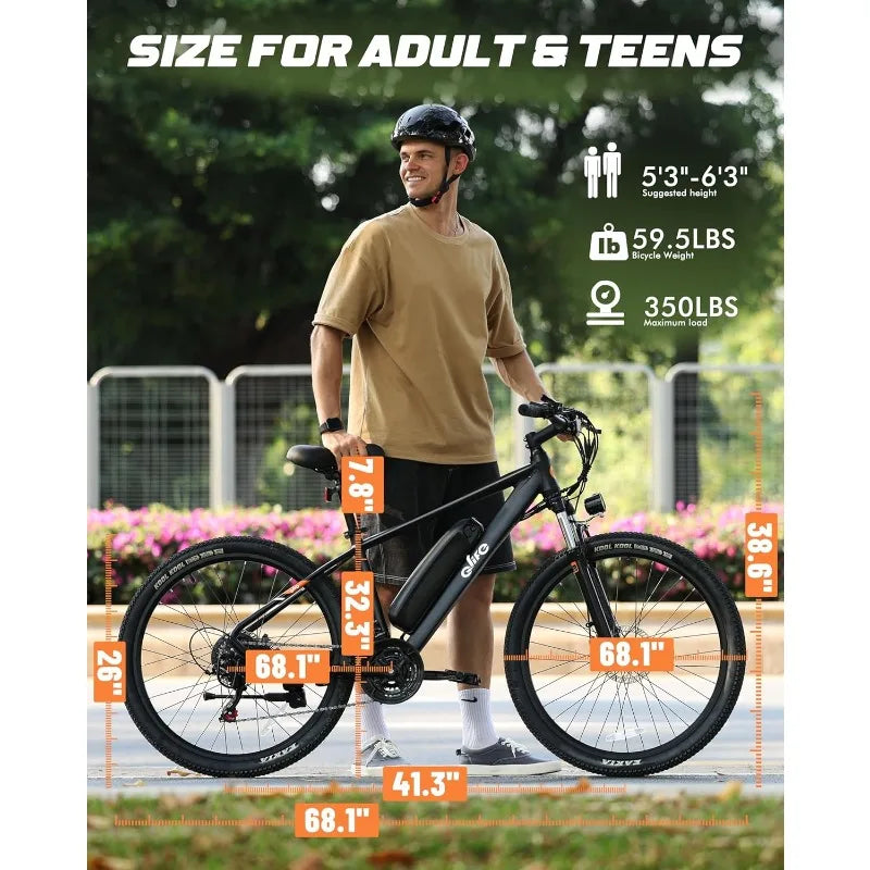 Racer Electric Bike for Adults - 21-Speed Mountain Lightweight Ebike with Peak 750W 22MPH Brushless Motor